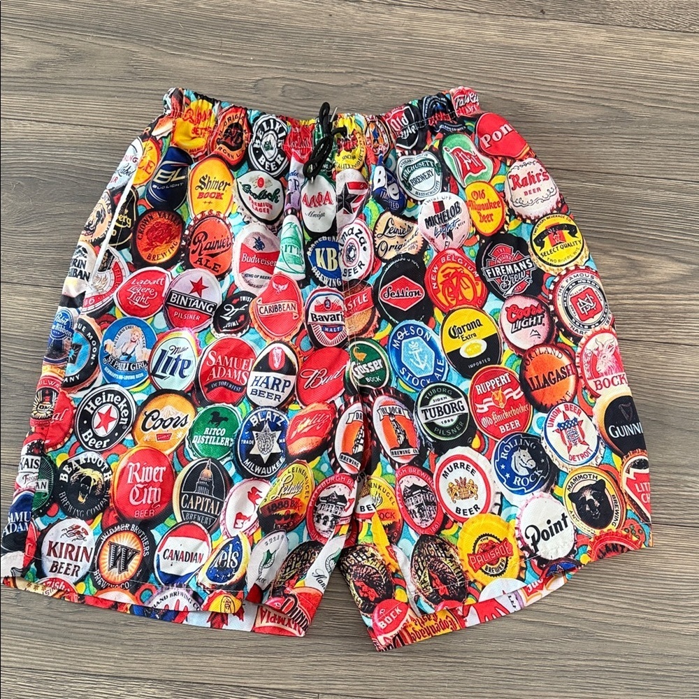Colorful Logo Pattern Swim Trunks